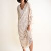 ABITO LUNGO IN PIZZO CON SCOLLO A V - Cream, L/XL