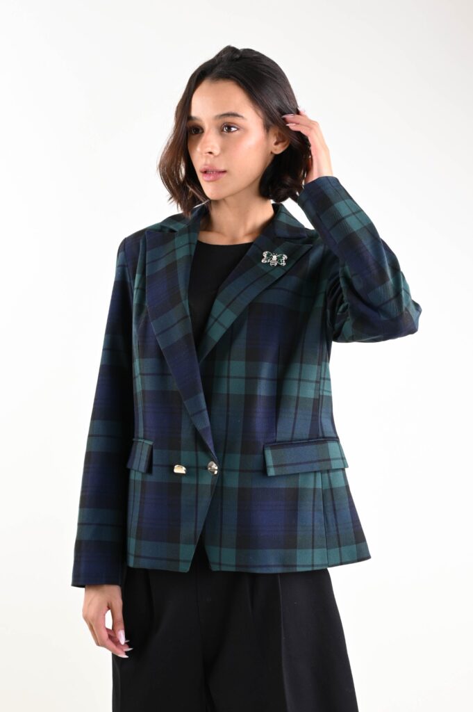 BLAZER A QUADRI CON SPILLA 