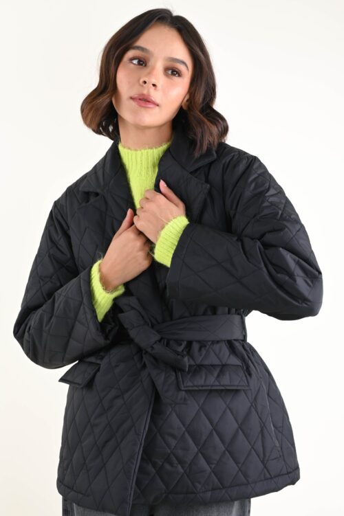 Alternative view of GIACCA TRAPUNTATA CON CINTURA