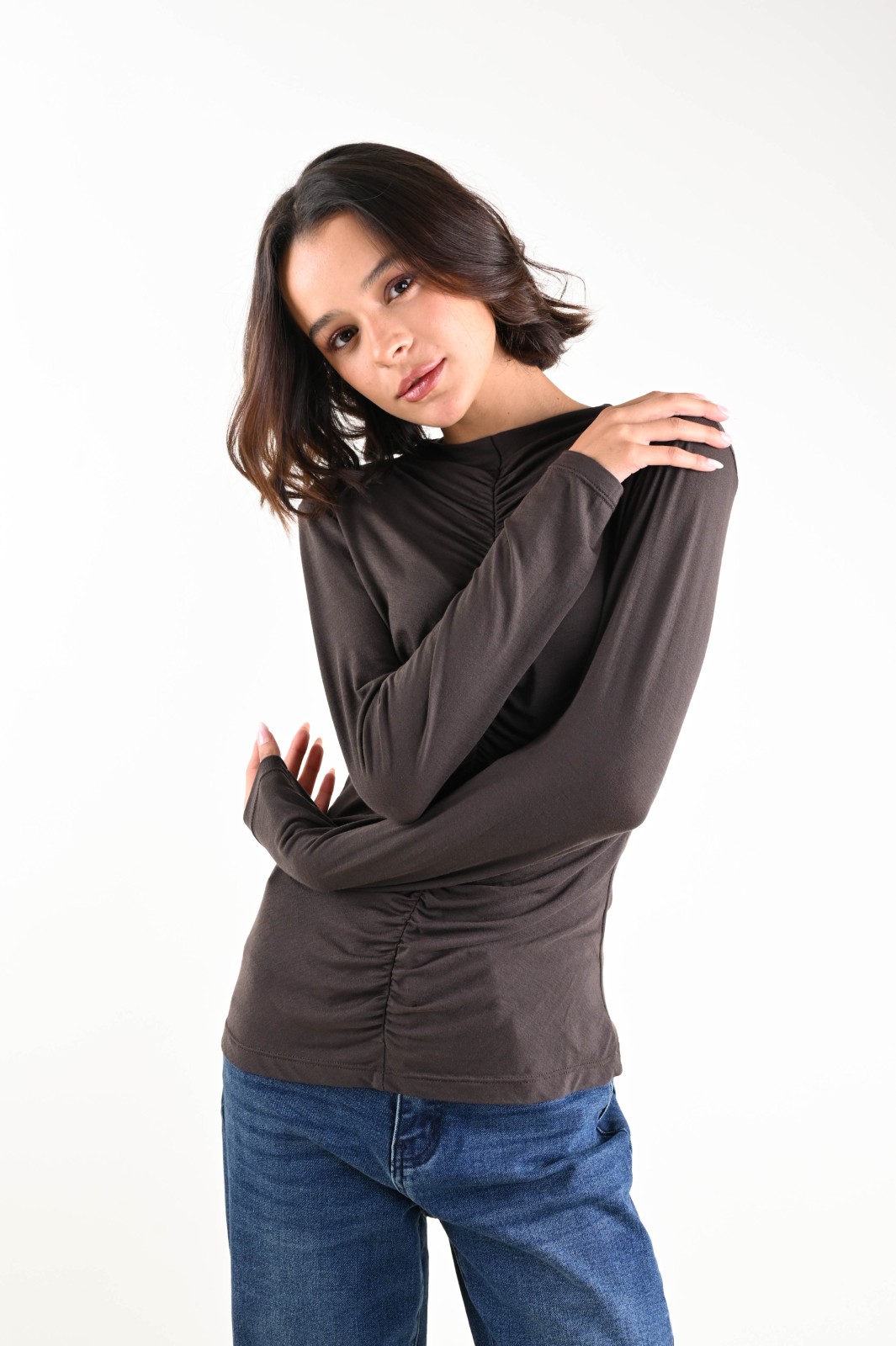 ESML428-90_MORO MAGLIA ULTRALIGHT IN MISTO LANA RIPRESA DAVANTI - Moro, TU