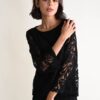 BLUSA IN PIZZO CON MANICHE A CAMPANA - Nero, TU