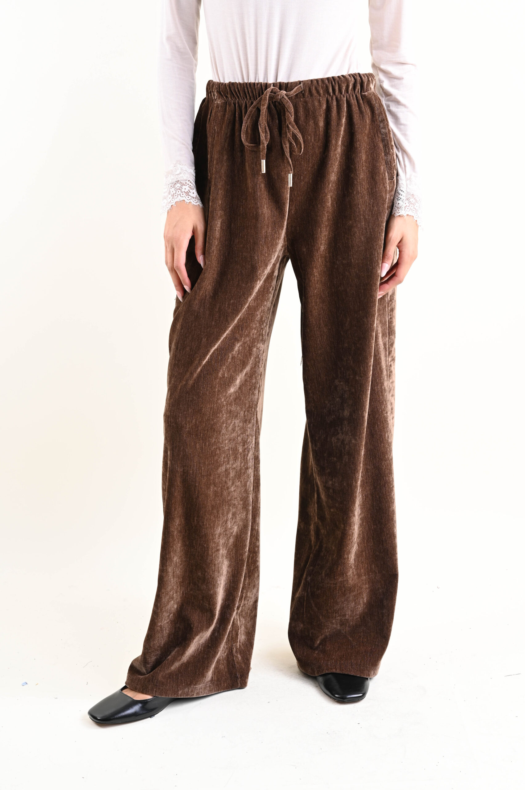 ESPT213-90_MORO PANTALONE IN CINIGLIA CON COULISSE - Moro, TU