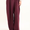 PANTALONI A PALAZZO CON PINCES E CINTURA - Bordeaux, S