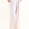 PANTALONI A PALAZZO CON PINCES E CINTURA - Burro, S