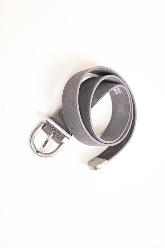 CINTURA IN VERA PELLE SCAMOSCIATA - Γκρί, TU 
