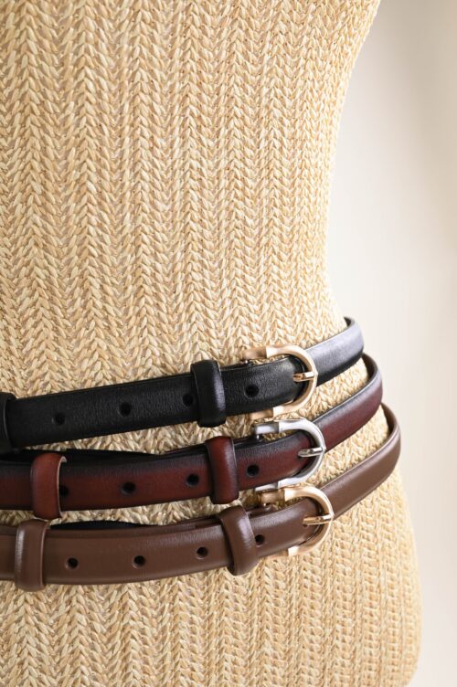 Alternative view of CINTURA SOTTILE IN VERA PELLE