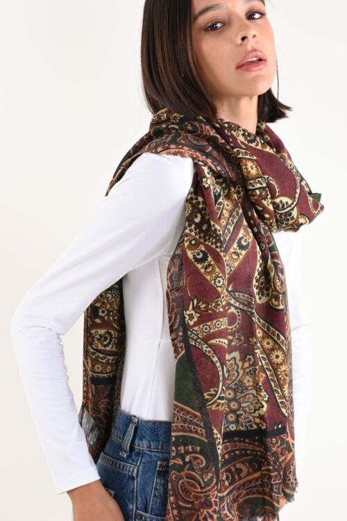 SCIARPA FANTASIA PAISLEY IN LANA