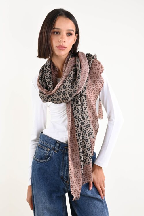 SCIARPA FANTASIA STELLE E FOGLIE IN LANA