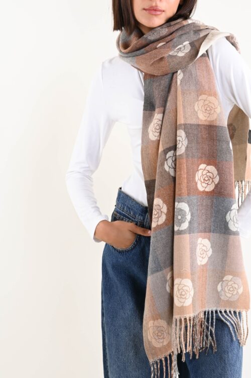 SCIARPA CON FRANGE FANTASIA ROSE