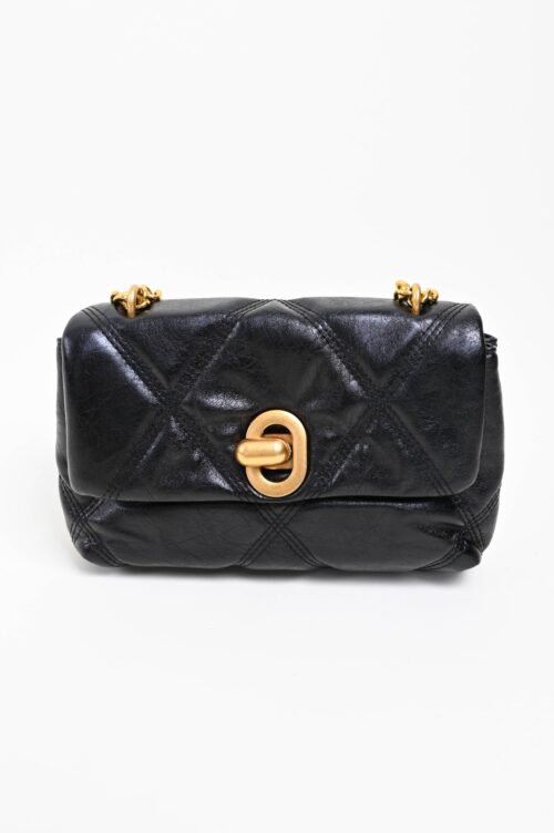 BORSA A SPALLA TRAPUNTATA CON CATENA - Nero, TU