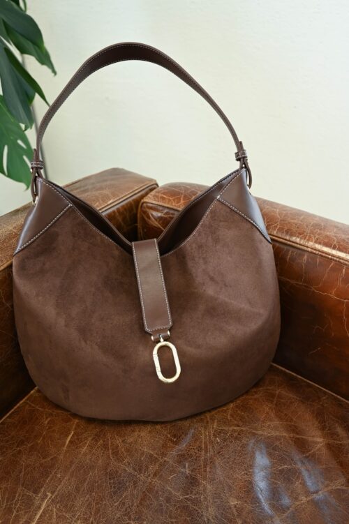 BORSA HOBO IN SUEDE CON DETTAGLIO METALLICO