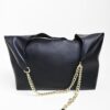 BORSA HOBO IN SIMILPELLE MARTELLATA CON MANICO A CATENA - Nero, TU