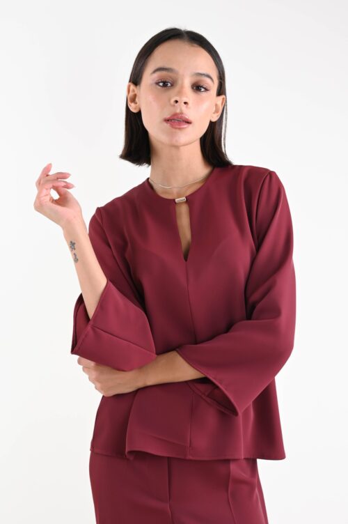 BLUSA IN TESSUTO FLUIDO CON DETTAGLIO DORATO