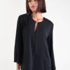 BLUSA IN TESSUTO FLUIDO CON DETTAGLIO DORATO - Nero, S