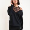 FELPA CON SCOLLO IN PIZZO - Nero, TU