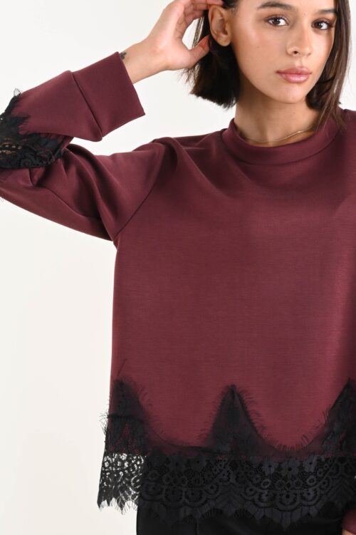 FELPA CON INSERTO DI PIZZO