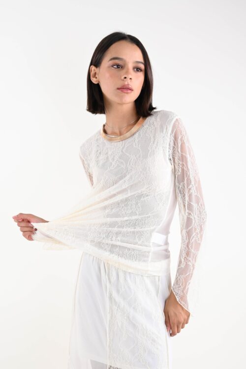 MAGLIA A MANICHE LUNGHE IN PIZZO