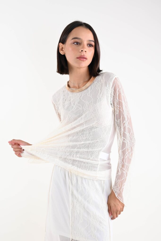MAGLIA A MANICHE LUNGHE IN PIZZO 