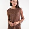 MAGLIA A MANICHE LUNGHE IN PIZZO - Dark Brown, TU