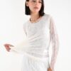 MAGLIA A MANICHE LUNGHE IN PIZZO - Cream, TU