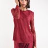 MAGLIA A MANICHE LUNGHE IN PIZZO - Uva, TU