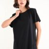 T-SHIRT CON INSERTI IN PIZZO E SPALLINE IMBOTTITE - Nero, TU
