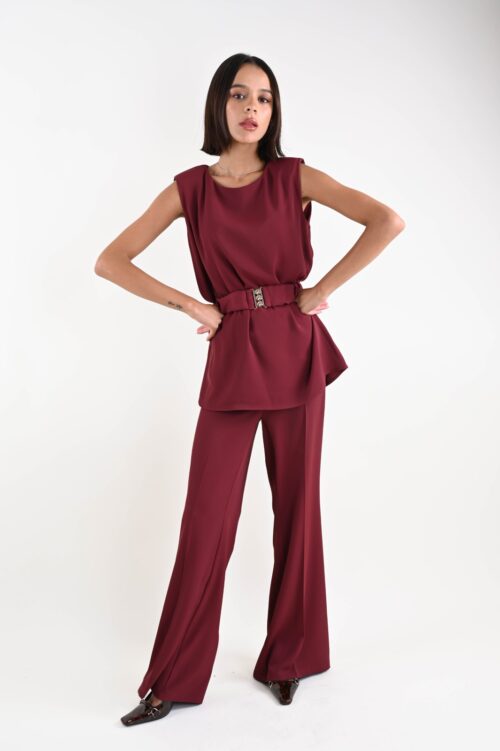 Alternative view of TOP SENZA MANICHE IN TESSUTO FLUIDO CON CINTURA IN VITA