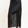 GONNA CON INSERTO IN PIZZO DIAGONALE - Nero, S