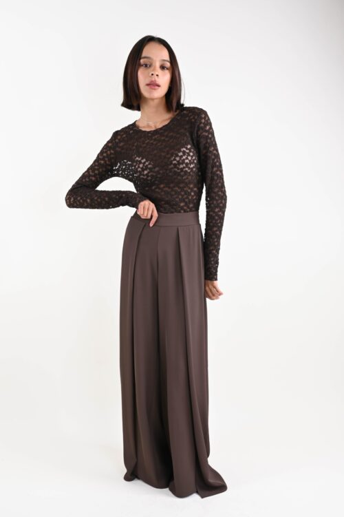 PANTALONI AMPI A PALAZZO CON SPACCO ALTO