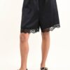 PANTALONCINI IN PIZZO E SATIN - Black, TU