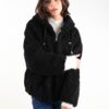 GIUBBINO TEDDY CON CAPPUCCIO IN MISTO LANA - Negro, TU
