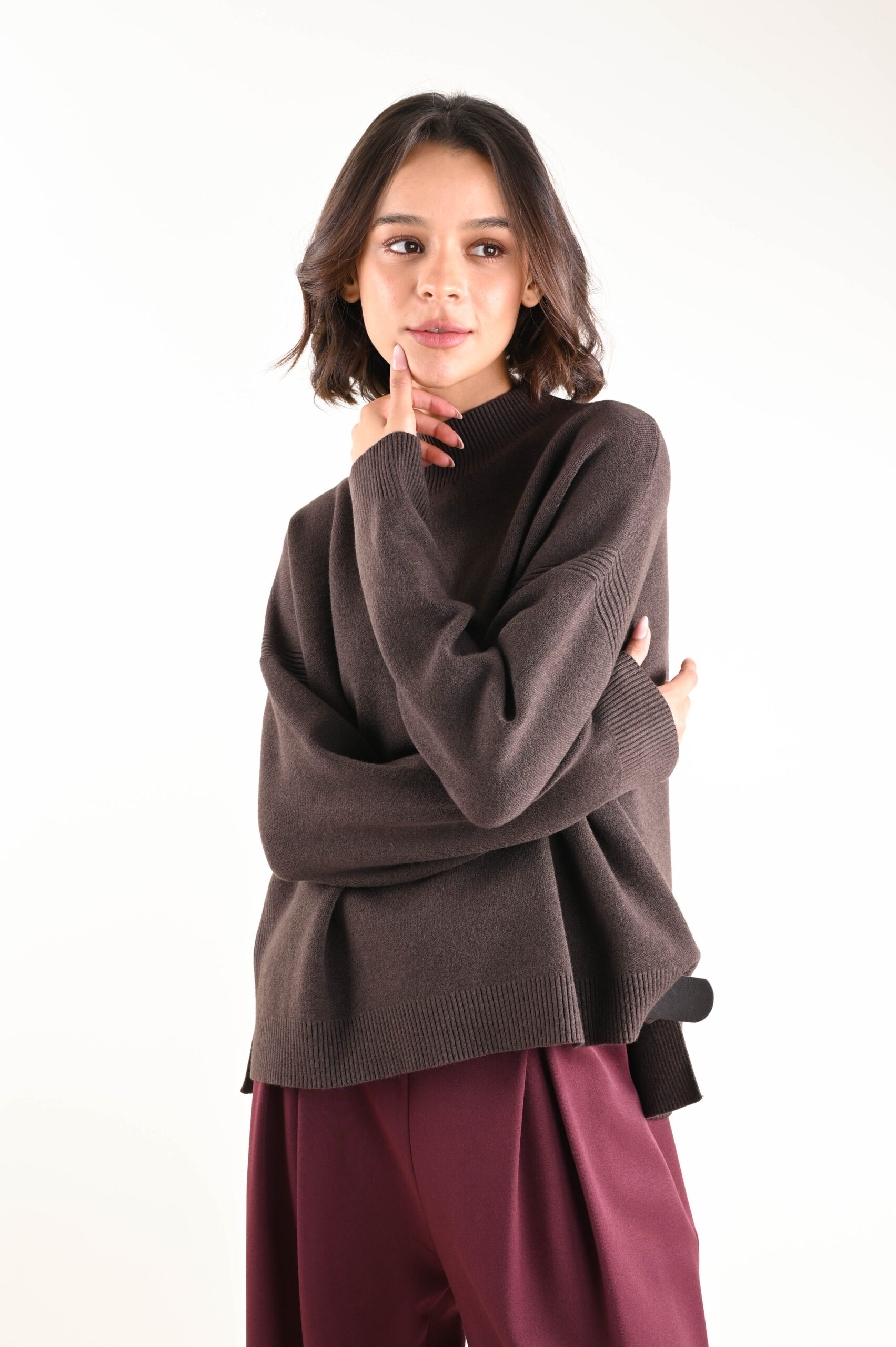 M25406-90_MORO MAGLIA CON CUCITURA STRUTTURATA SULLA SPALLA - TU