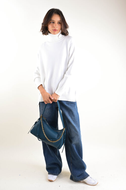 Alternative view of MAGLIA CON COLLO POLSI E FONDO A COSTINE