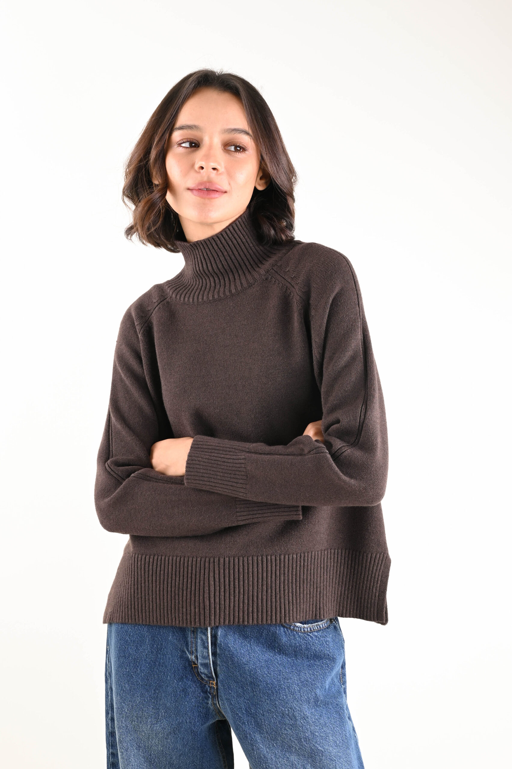 M9494-90_MORO MAGLIA CON COLLO ALTO A COSTE - Moor, TU