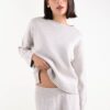 MAGLIONCINO CON MICROPAILLETTES E SCOLLO ROTONDO - Beige, TU