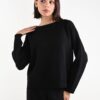 MAGLIONCINO CON MICROPAILLETTES E SCOLLO ROTONDO - Nero, TU