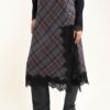 GONNA IN TESSUTO TARTAN CON INSERTO IN PIZZO - Black, TU