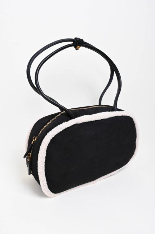 BOWLING BAG IN SUEDE CON BORDI IN SHEARLING