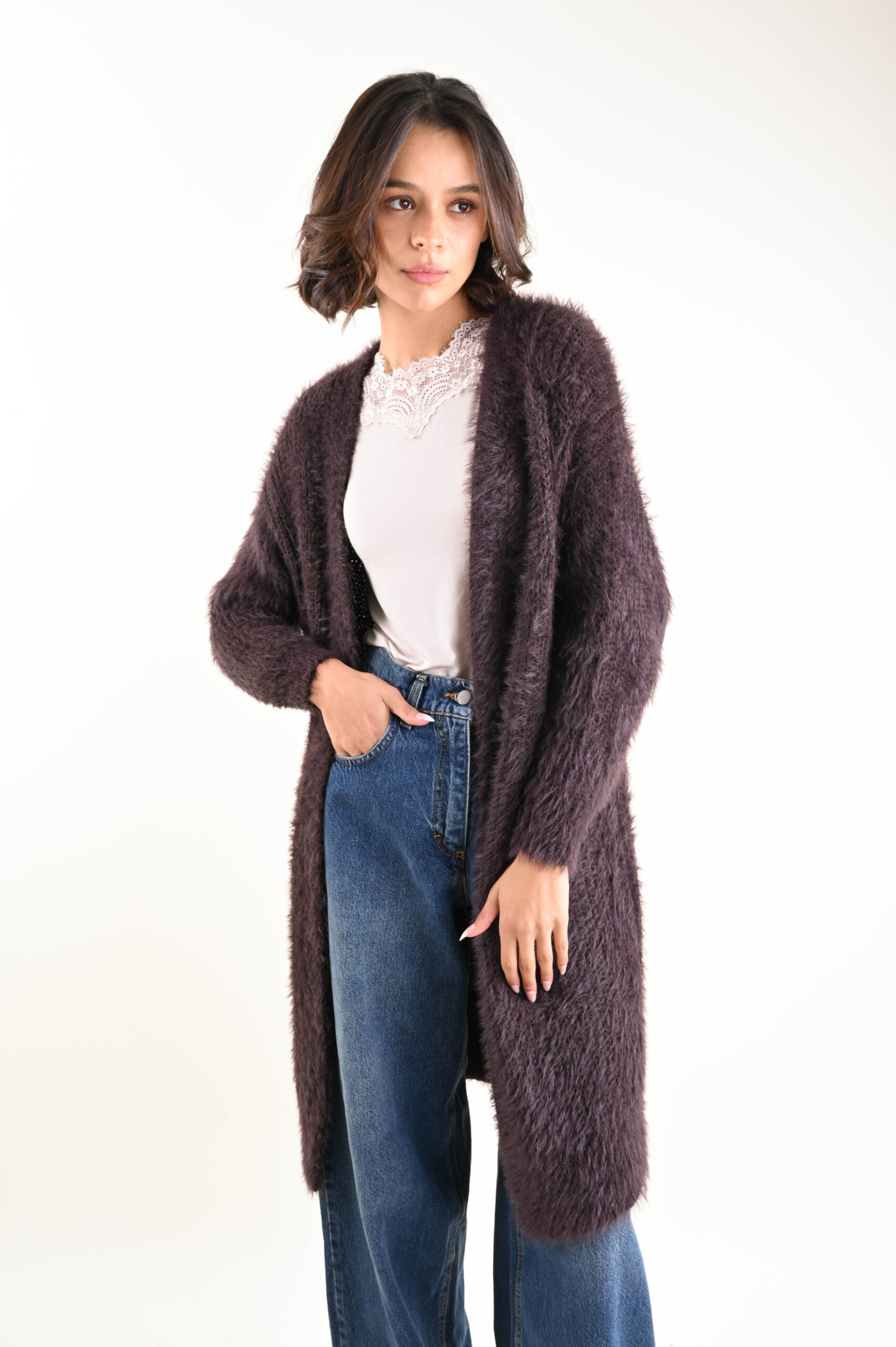 CARDIGAN LUNGO MORBIDO A PELO LUNGO