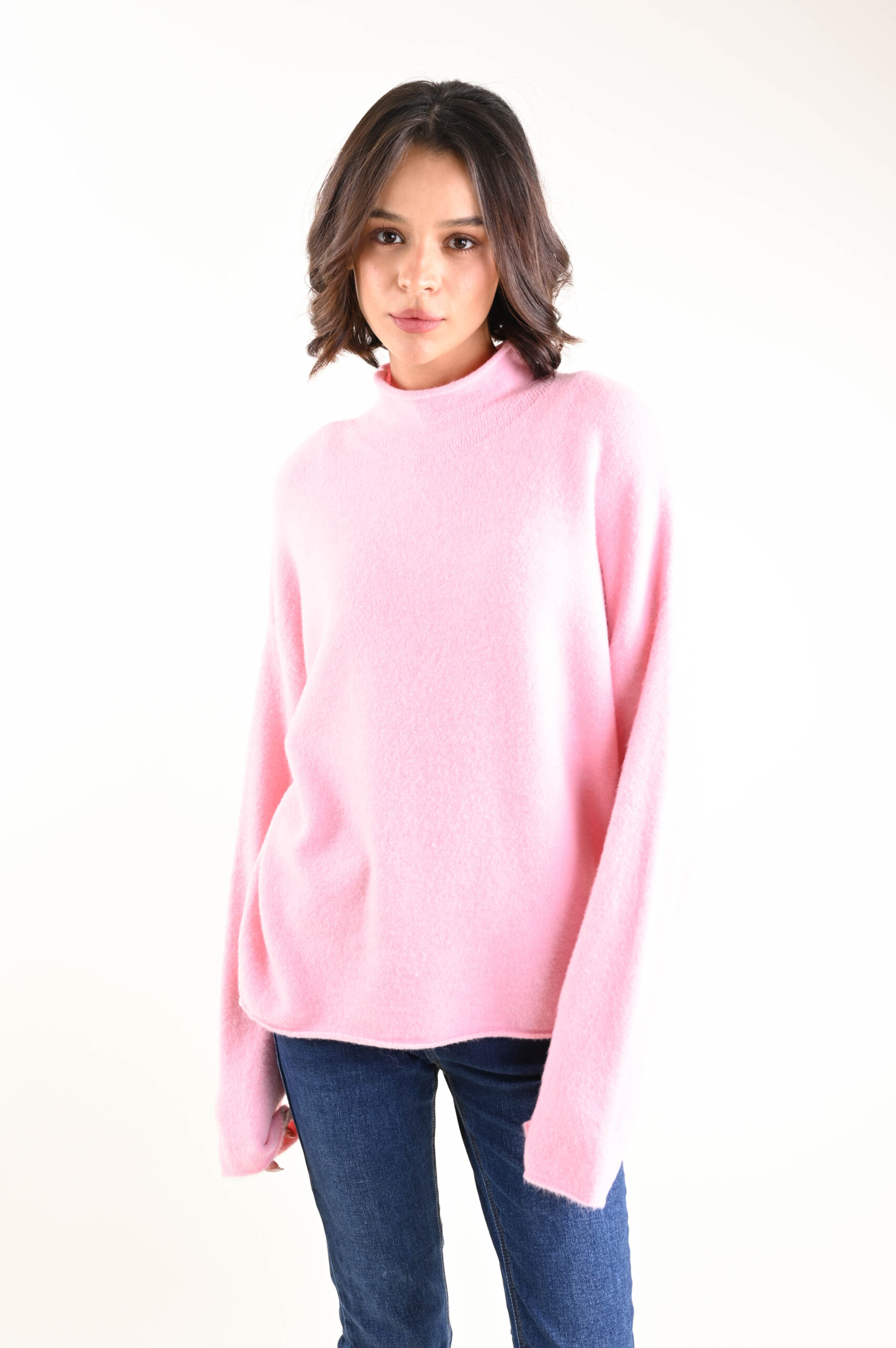 U579-90_ROSA MAGLIA A COLLO ALTO MORBIDO - Rosa, TU