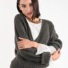 MAGLIONE INCROCIATO - Verde khaki, TU