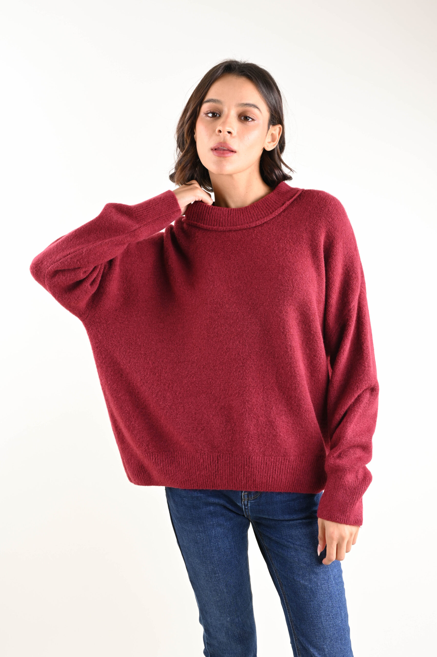 U680-90_BORDEAUX PULLOVER GIROCOLLO - Bordeaux, TU