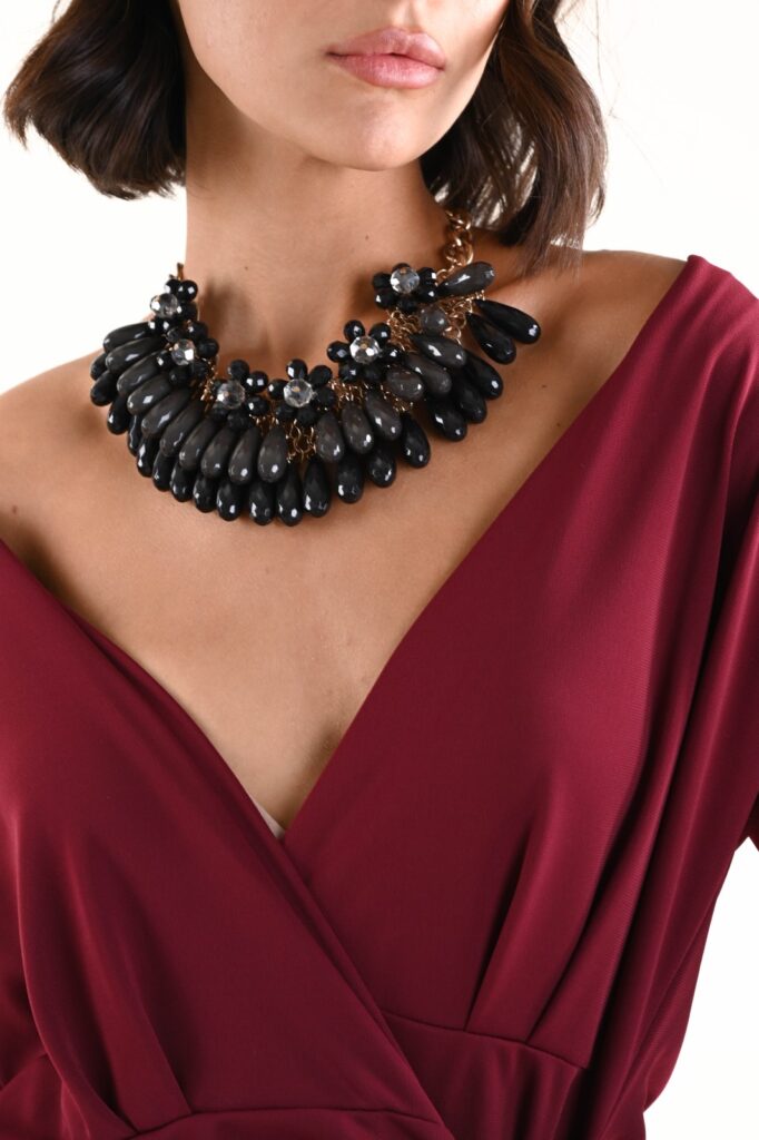 COLLANA STATEMENT CON PENDENTI E FIORI IN CRISTALLI 