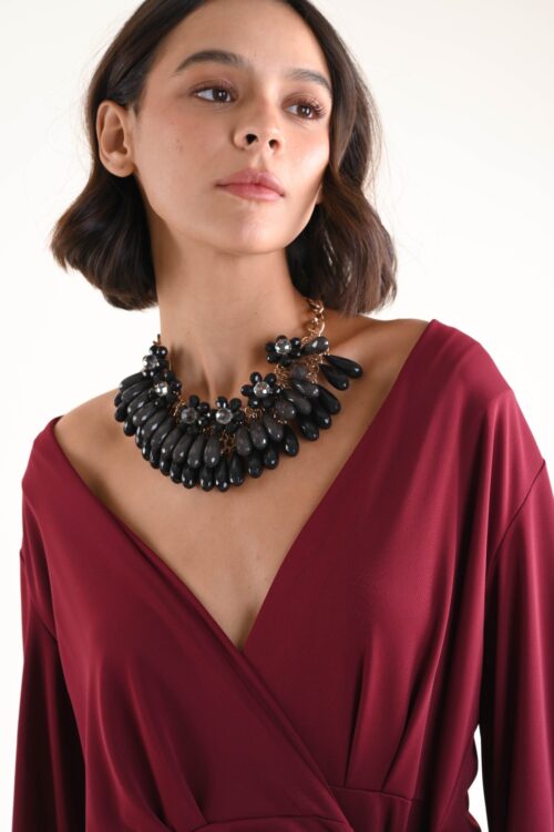 Alternative view of COLLANA STATEMENT CON PENDENTI E FIORI IN CRISTALLI