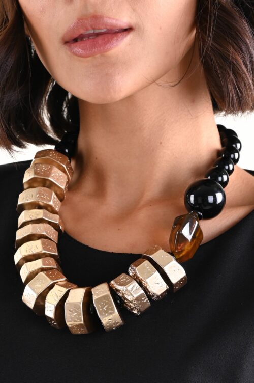COLLANA STATEMENT CON ELEMENTI GEOMETRICI MARTELLATI