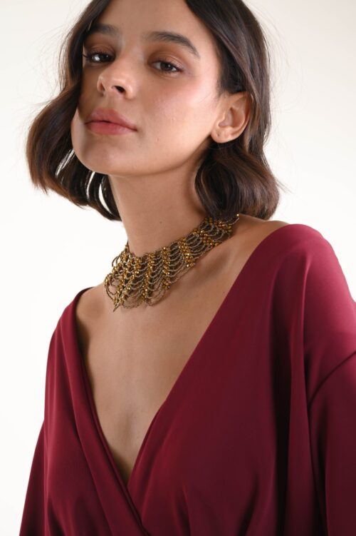 CHOKER AMPIO A RETE CON MICRO PERLINE