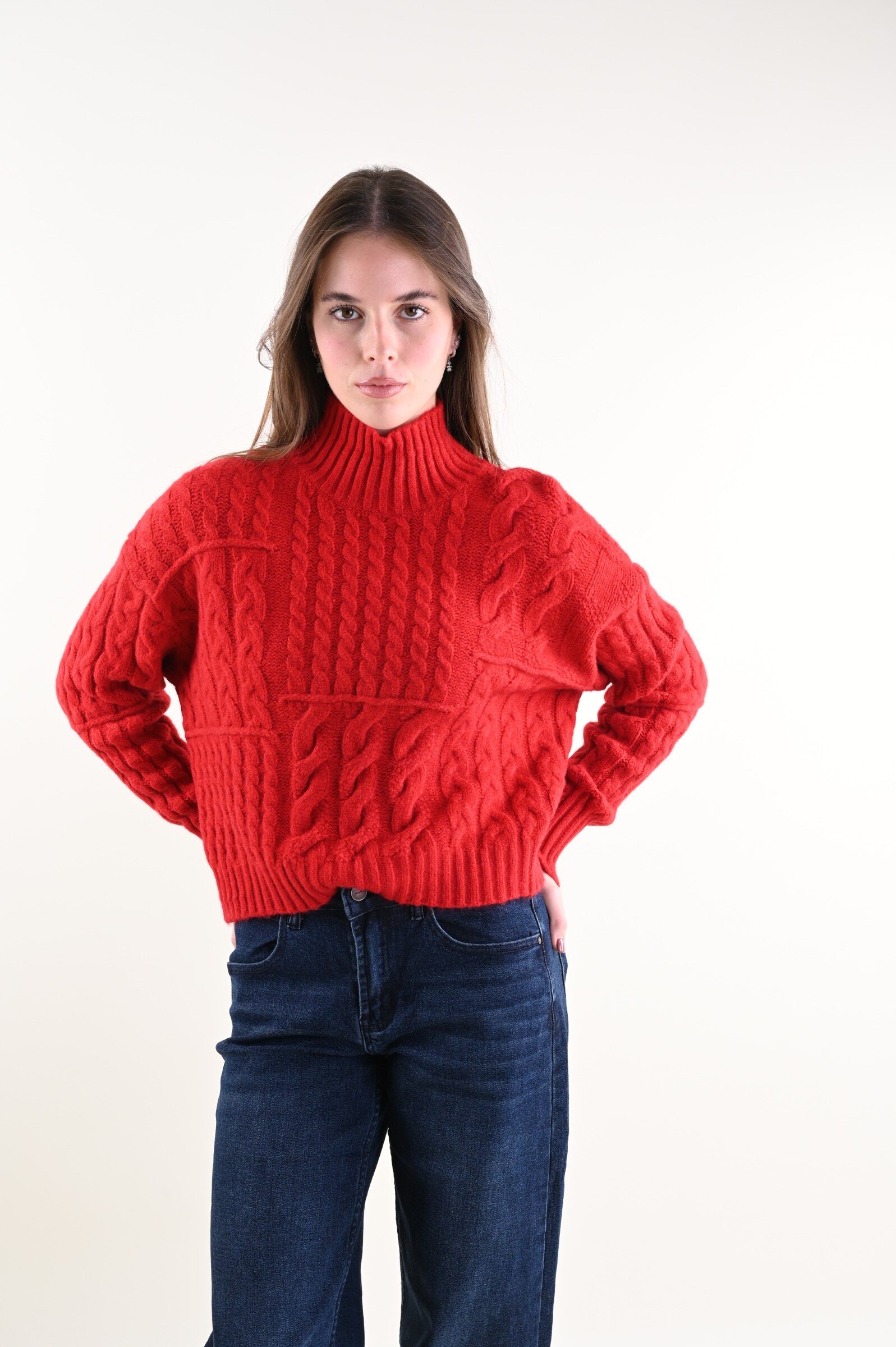 DSC_3850 (sito Myastreet) MAGLIA CON LAVORAZIONE A TRECCE - Rosso, TU