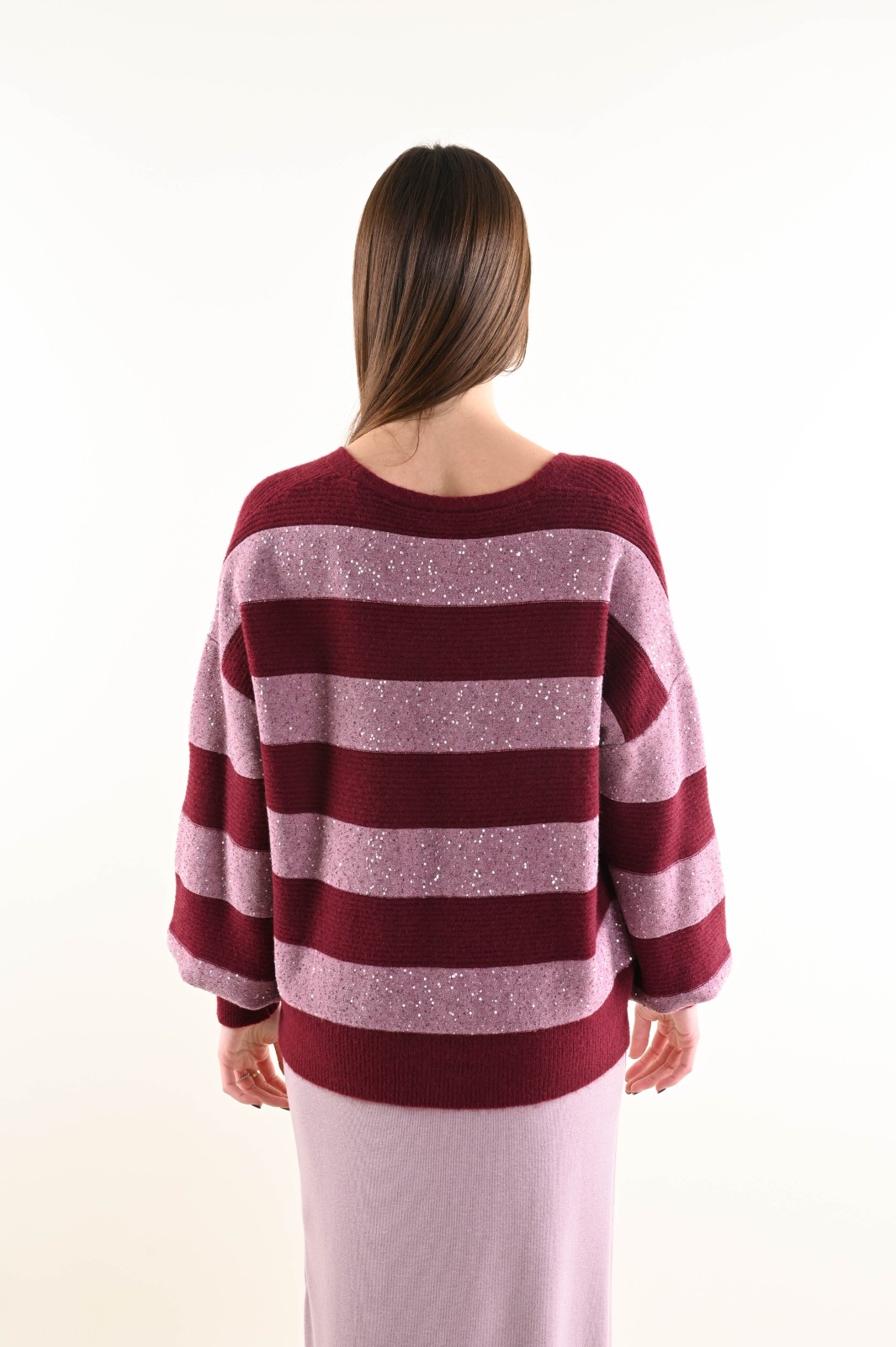 CARDIGAN A RIGHE CON FILO LUMINOSO - Image 5