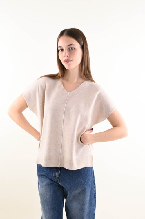 MAGLIA MISTO LANA SCOLLO A V