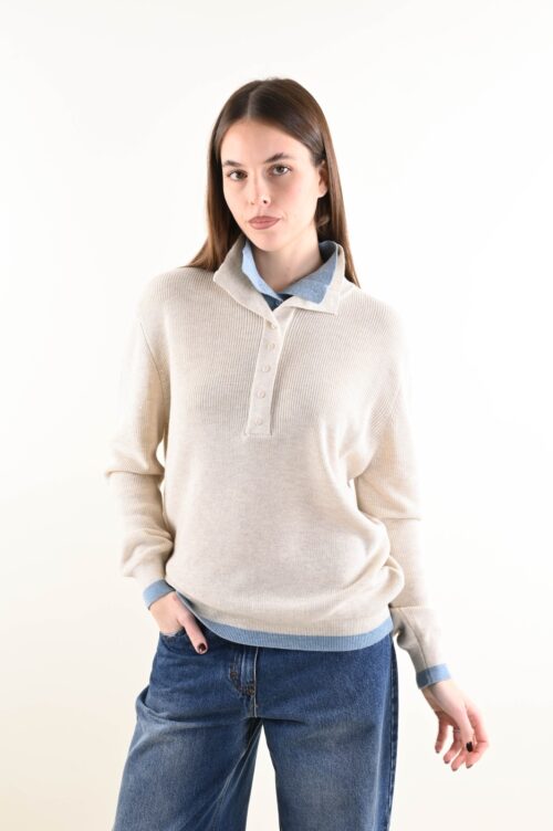 POLO IN MAGLIA CON COLLETTO E BOTTONI